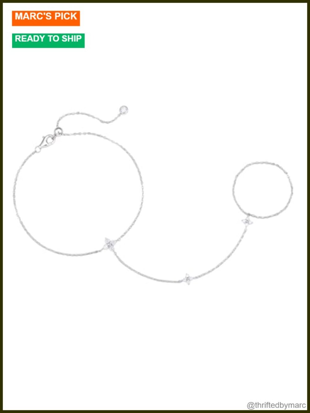 Gold Plated 925 Sterling Silver Moissanite Hand Chain Bracelet Adjustable